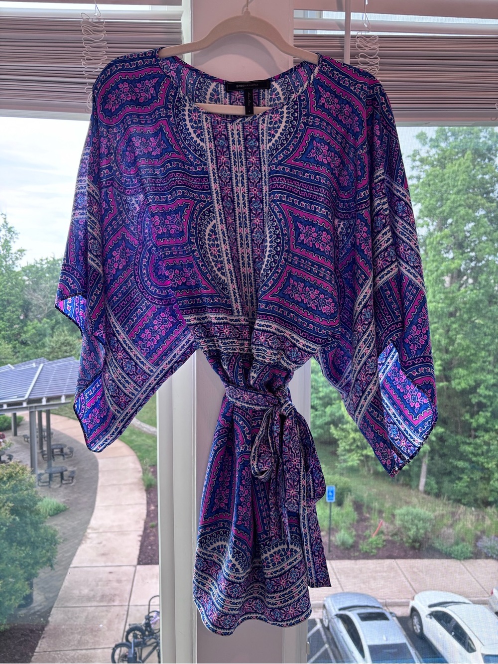 BCBGMaxAzria Purple & Pink Paisley Tie-Waist Tunic